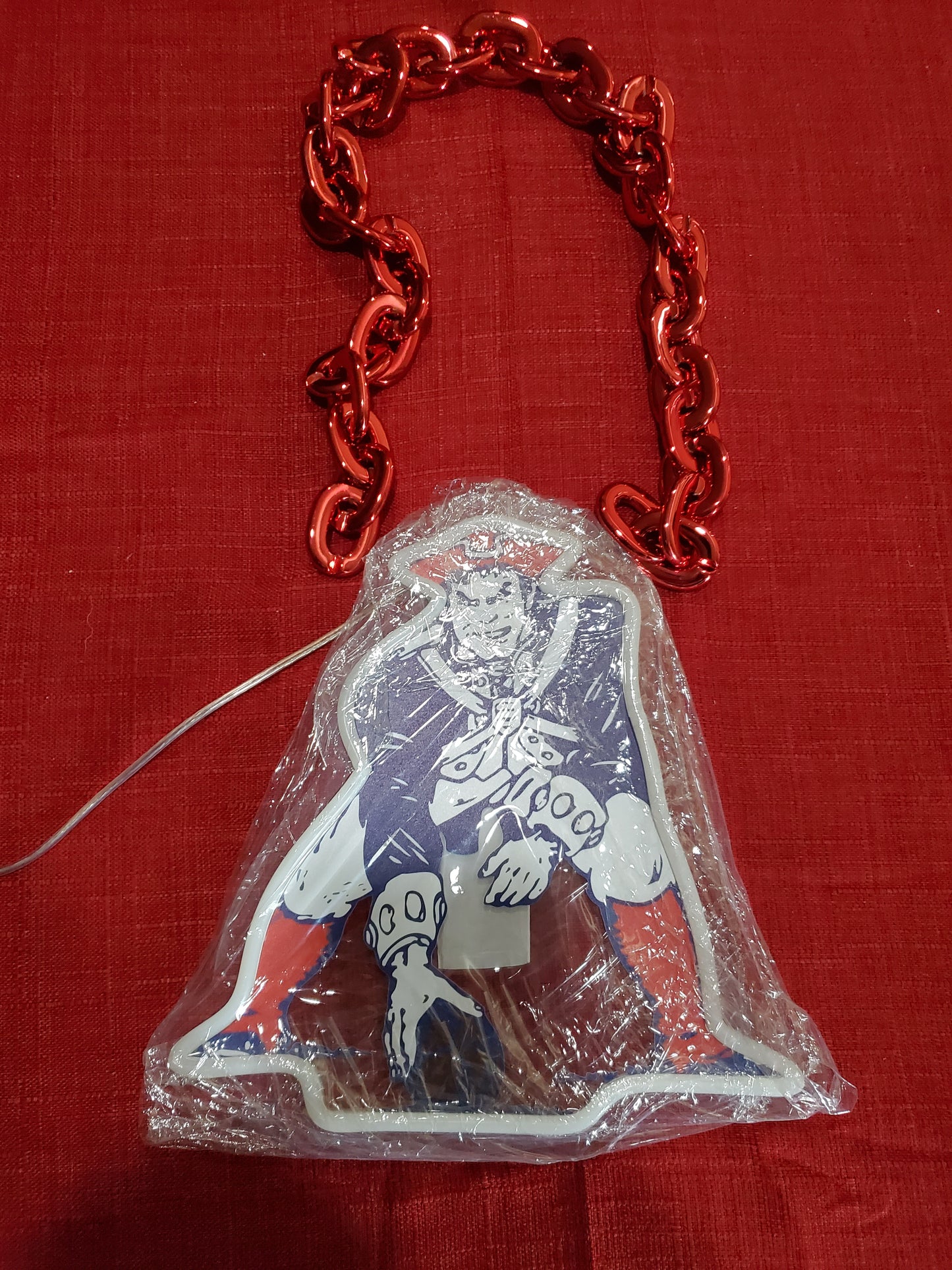 New England Patriots neon Red led fan Necklace fan chain 12v dual power with remote and dimmer