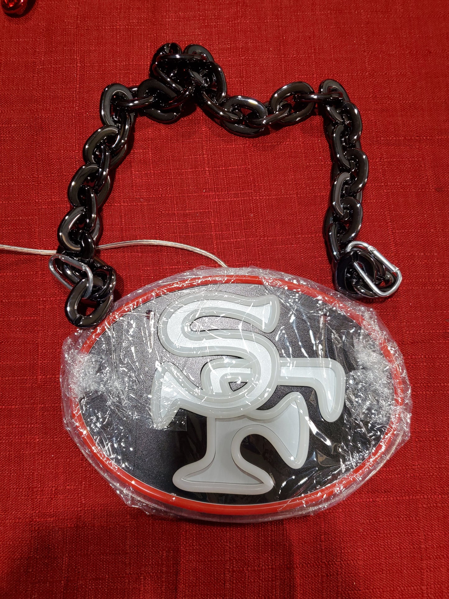 49ers SF Black uv led chain sign 12v dual power with remote and dimmer