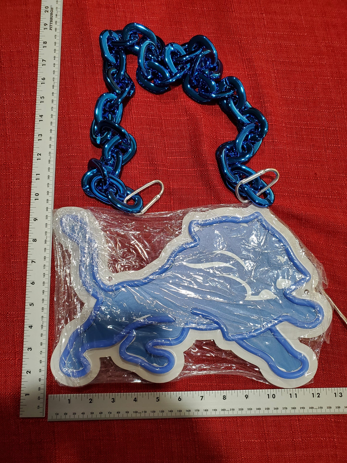 LIONS FAN NEON BLUE CHAIN 12V DUAL POWER WITH REMOTE DIMMER