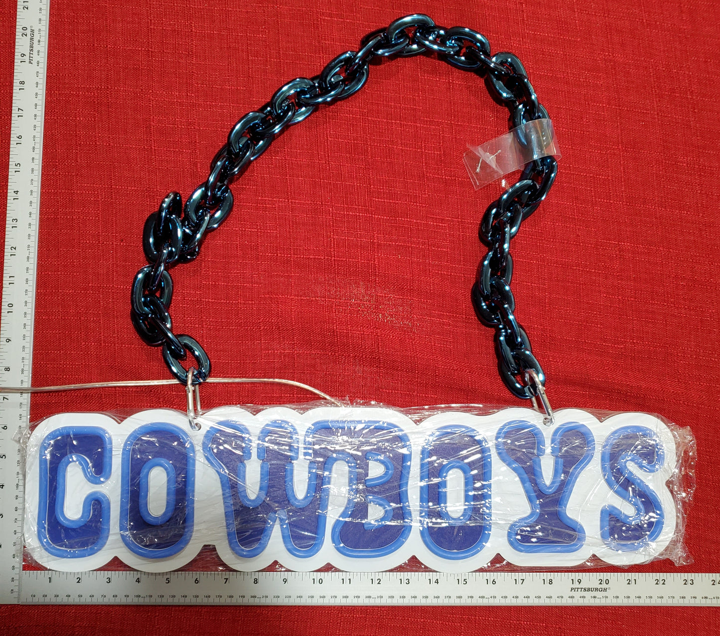 Cowboys sign Chain necklace neon blue LED Chain with remote and multi functions dimmer