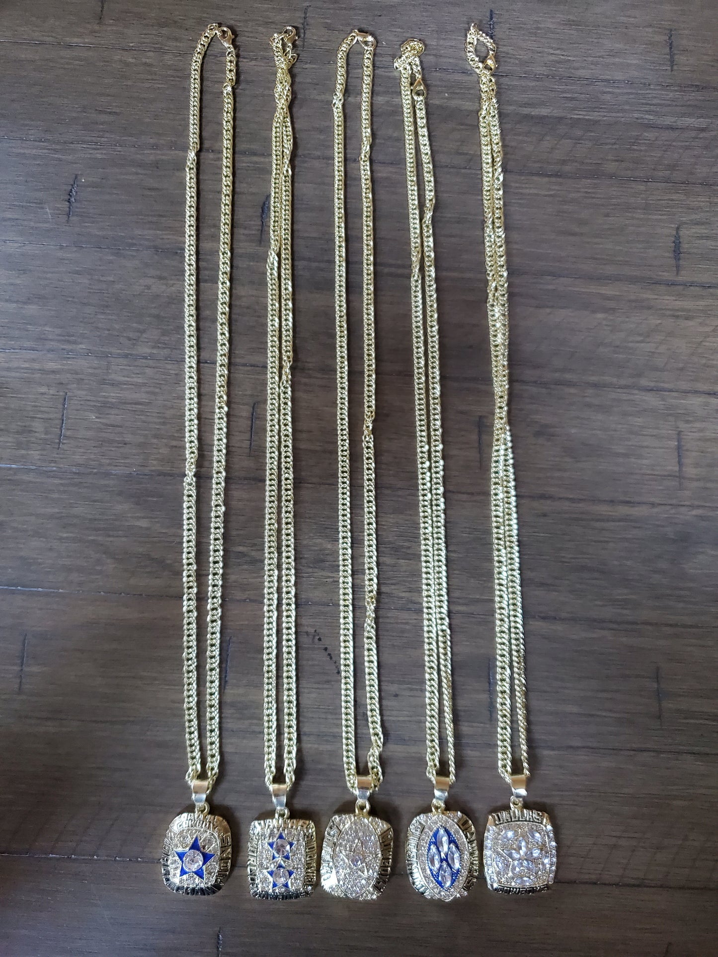 5 time superbowl champions cowboys necklace set 72,78,93,94,96