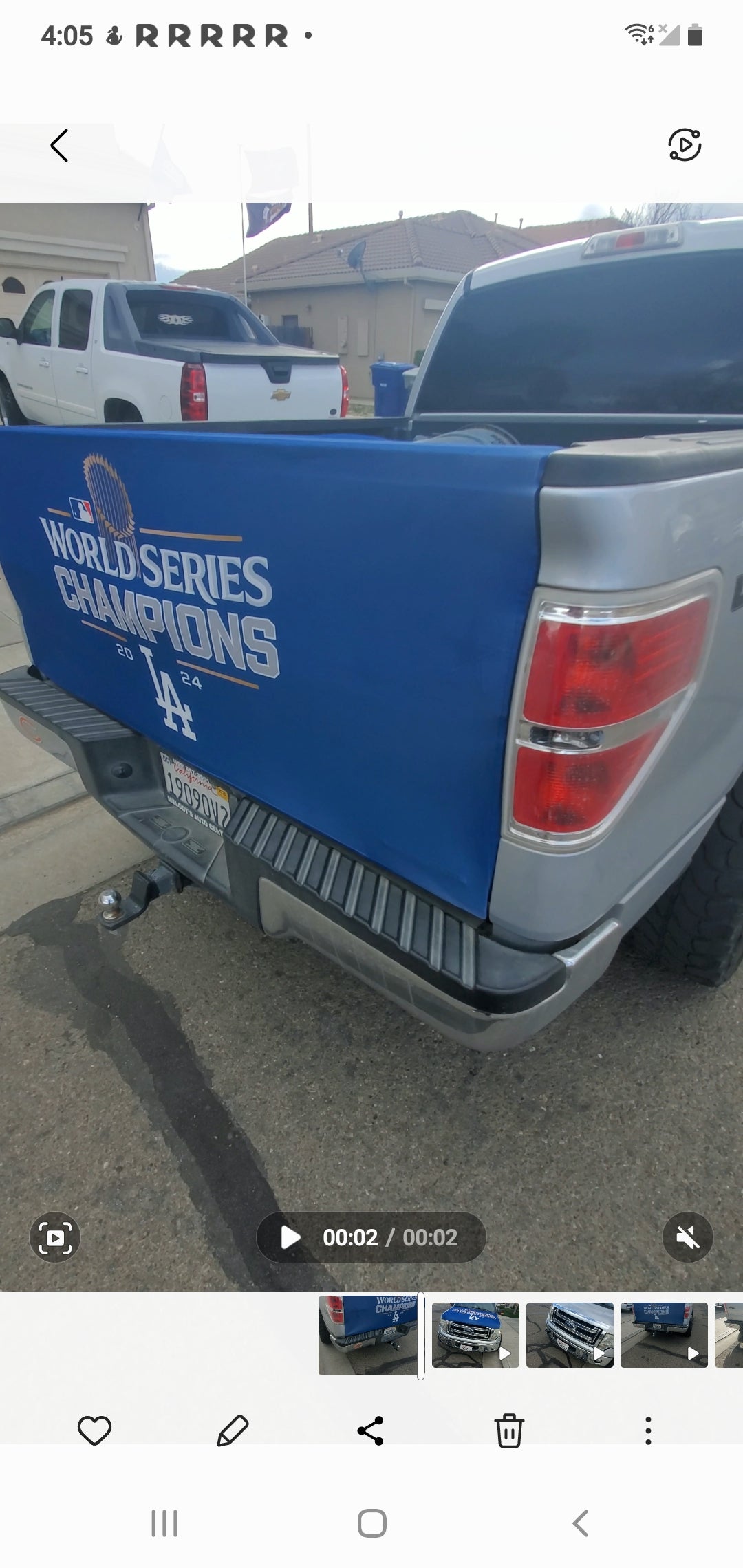 DODGERS World Series Champions TAILGATE COVER