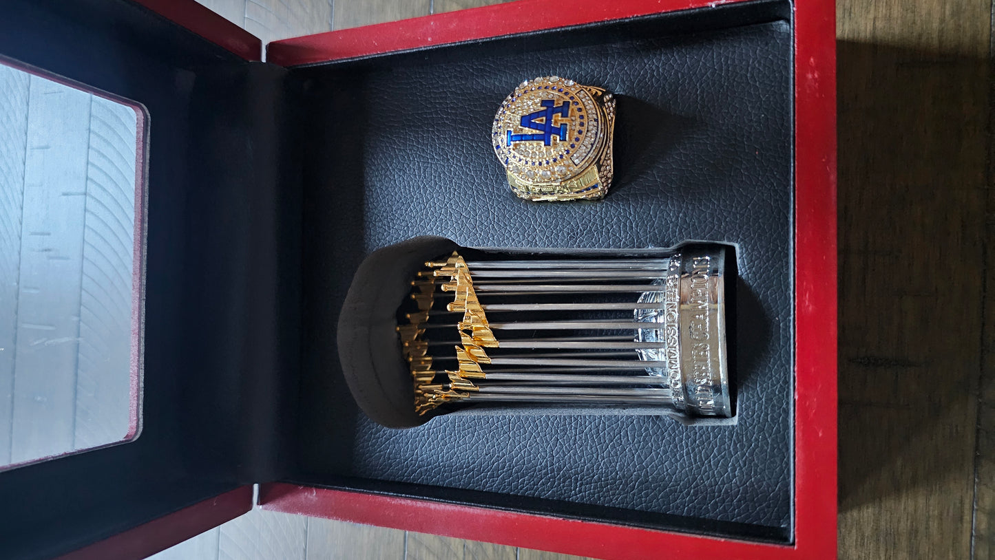 #17 Ohtani WORLD SERIES CHAMPIONS 2024 Ring & Trophy combo size 13