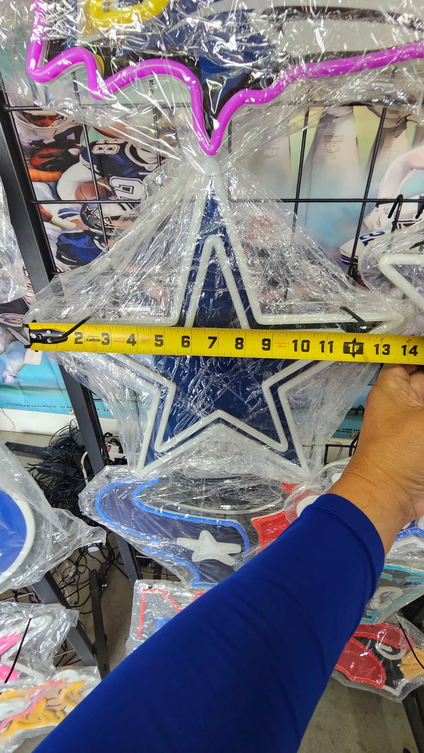 Light up star Cowboys star LED Chain NECKLACE 12v Dual Power with remote and dimmer 15 inches