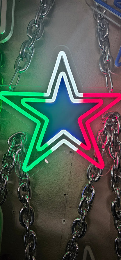 New Light Up Gameday Star Chain 12v dual power with Dimmer and remote