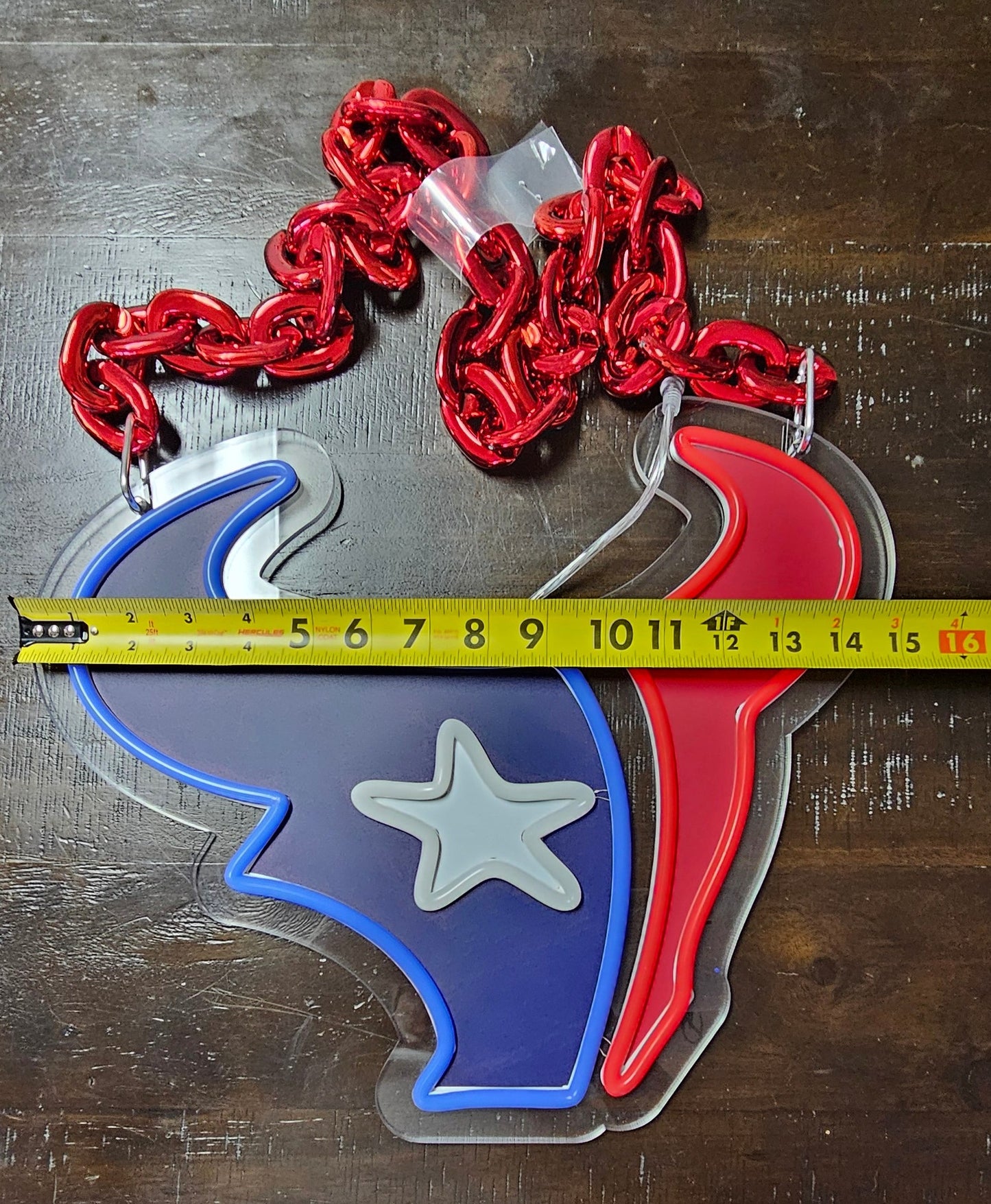 Houston Texans 15inch led logo necklace chain 12v dual power with remote dimmer