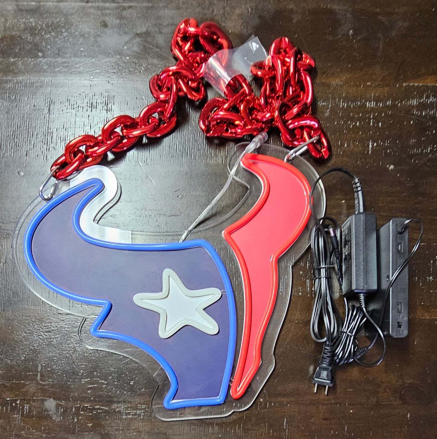 Houston Texans 12inch led logo necklace chain 12v dual power with remote dimmer