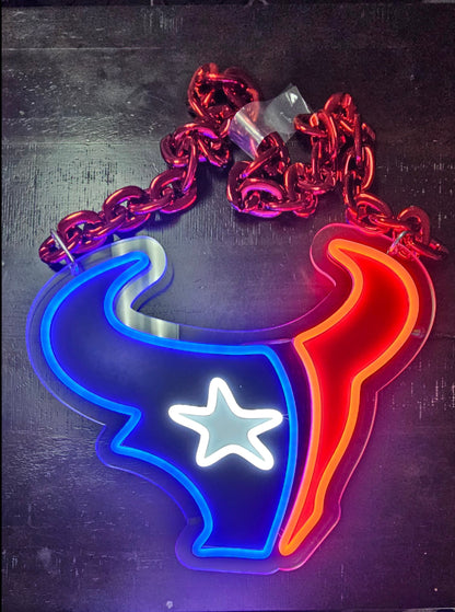 Houston Texans 12inch led logo necklace chain 12v dual power with remote dimmer