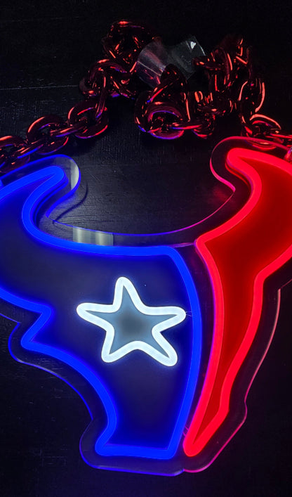 Houston Texans 12inch led logo necklace chain 12v dual power with remote dimmer