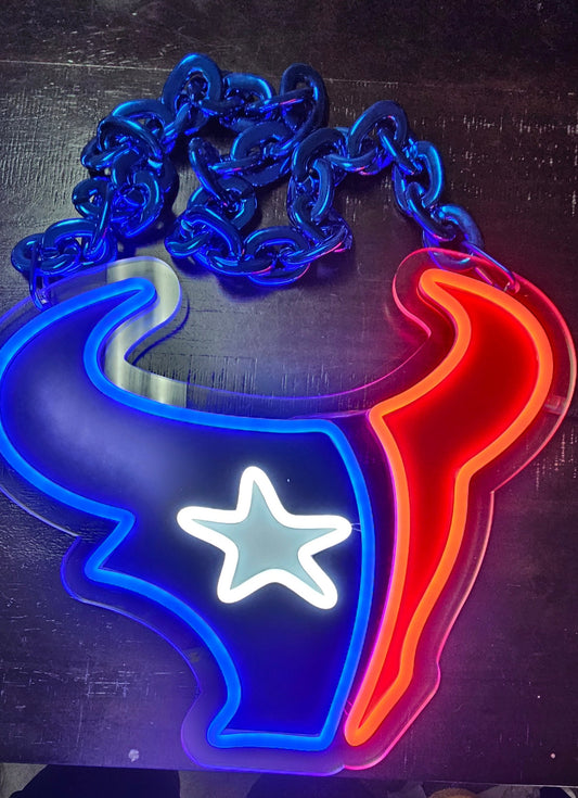 Houston Texans 12inch led logo necklace chain 12v dual power with remote dimmer