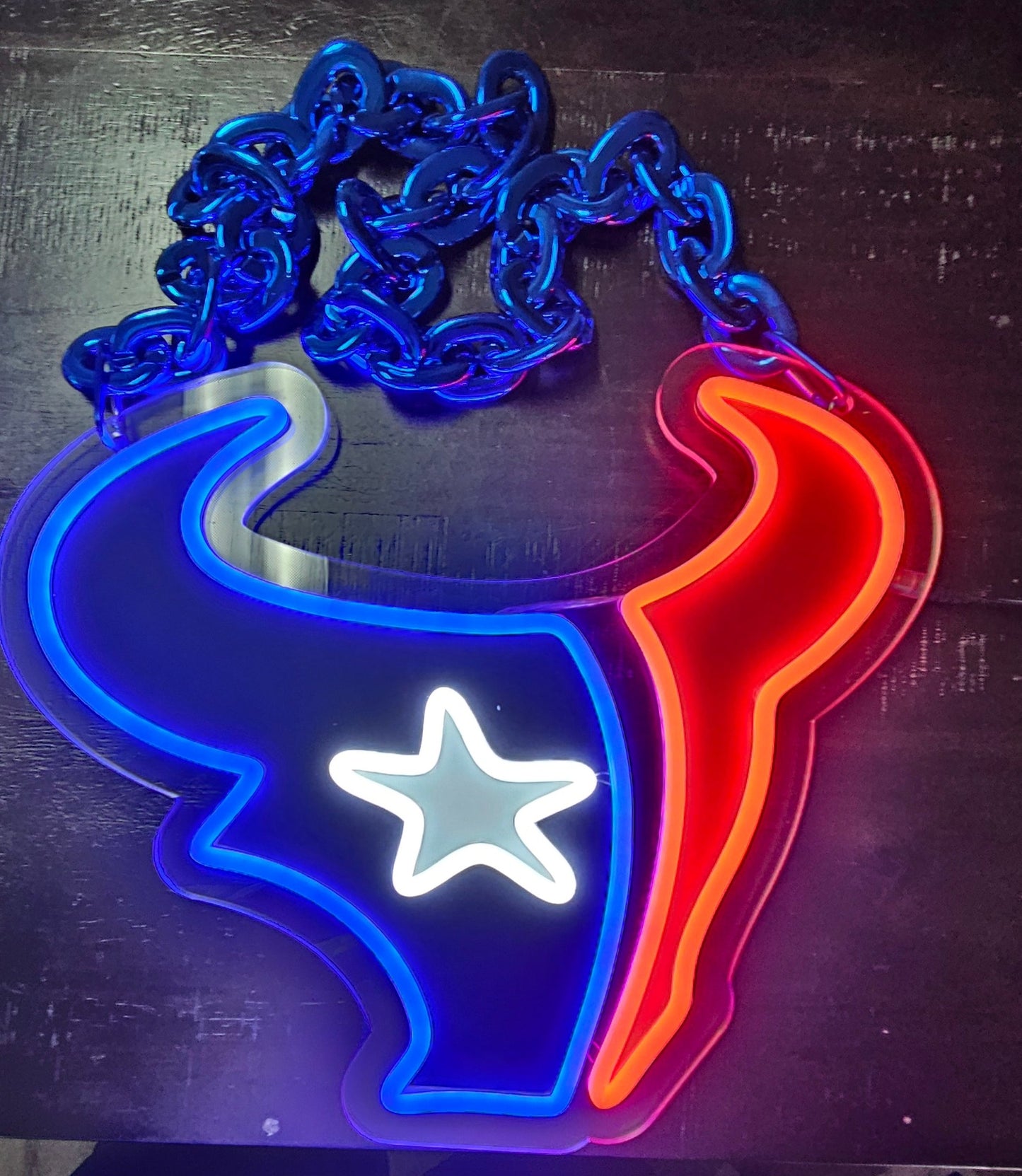 Houston Texans 12inch led logo necklace chain 12v dual power with remote dimmer