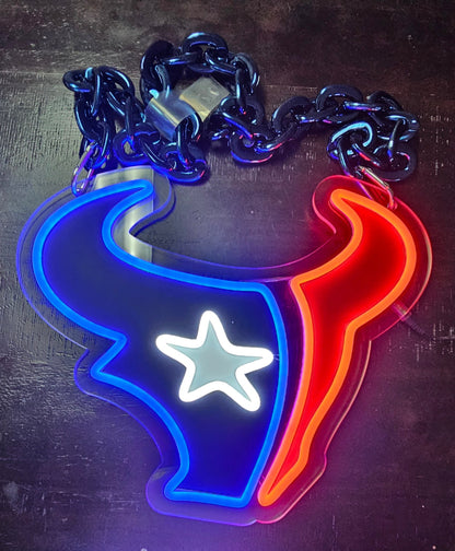 Houston Texans 12inch led logo necklace chain 12v dual power with remote dimmer