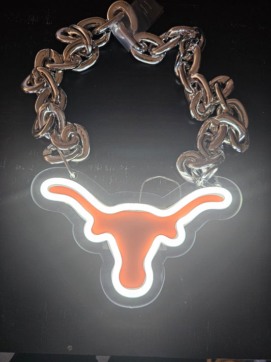 TEXANS LONGHORNS led fan Necklace fan chain 12v dual power with dimmer control remote