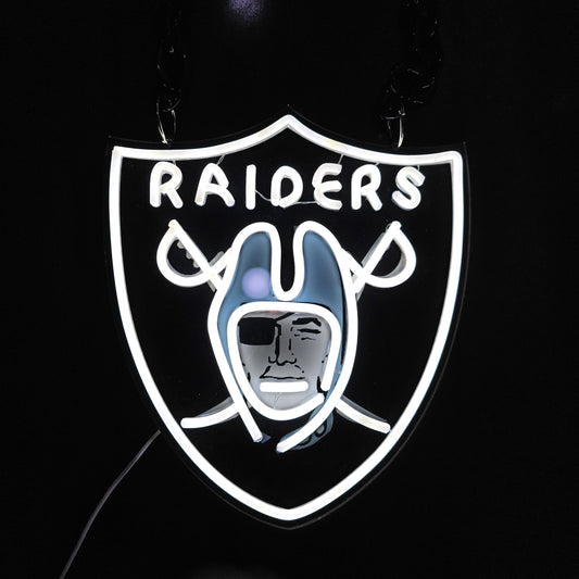 LAS VEGAS RAIDERS LED SHIELD NECKLACE Dual power with Dimmer and flashing and remote!!