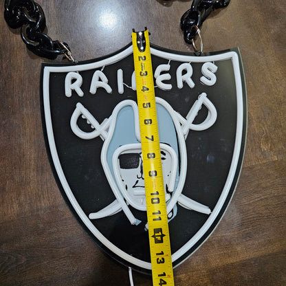 LAS VEGAS RAIDERS LED SHIELD NECKLACE Dual power with Dimmer and flashing and remote!!