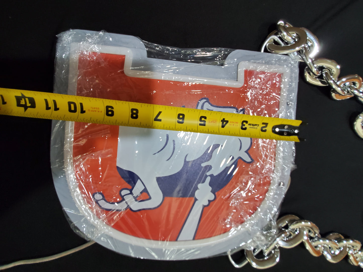 BRONCOS CHAIN LED Necklace sign 12v dual power with remote and dimmer