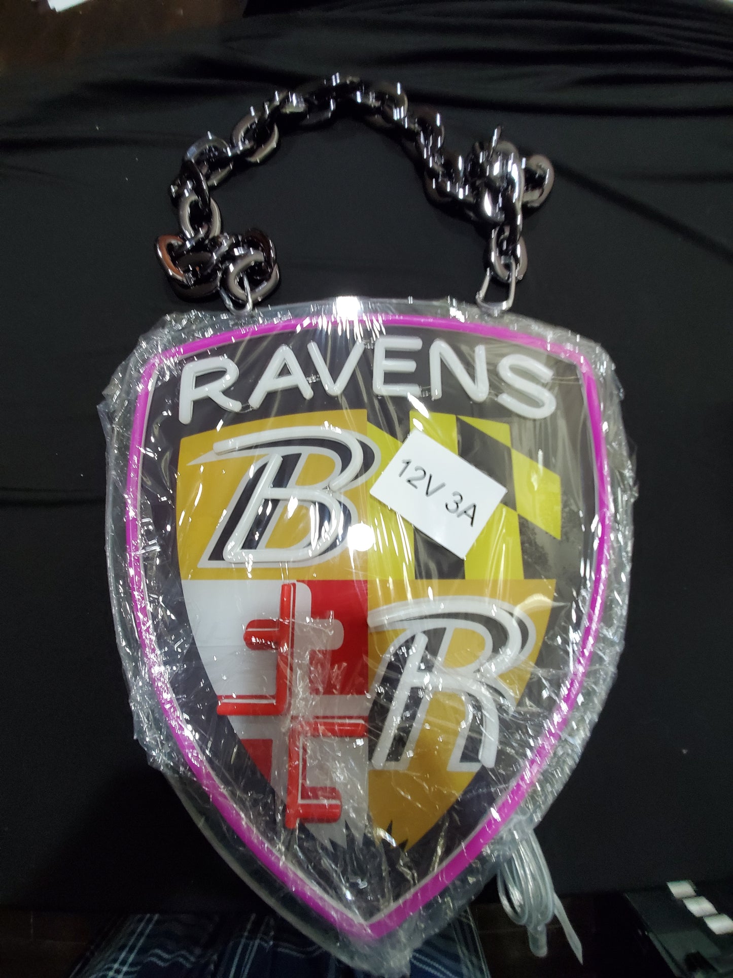 RAVENS SHIELD led chain sign 12v dual power with remote and dimmer.