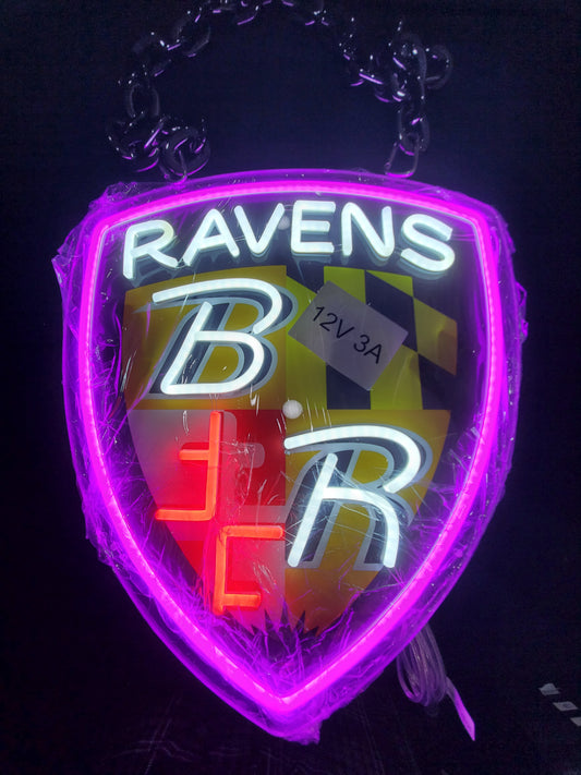 RAVENS SHIELD led chain sign 12v dual power with remote and dimmer.