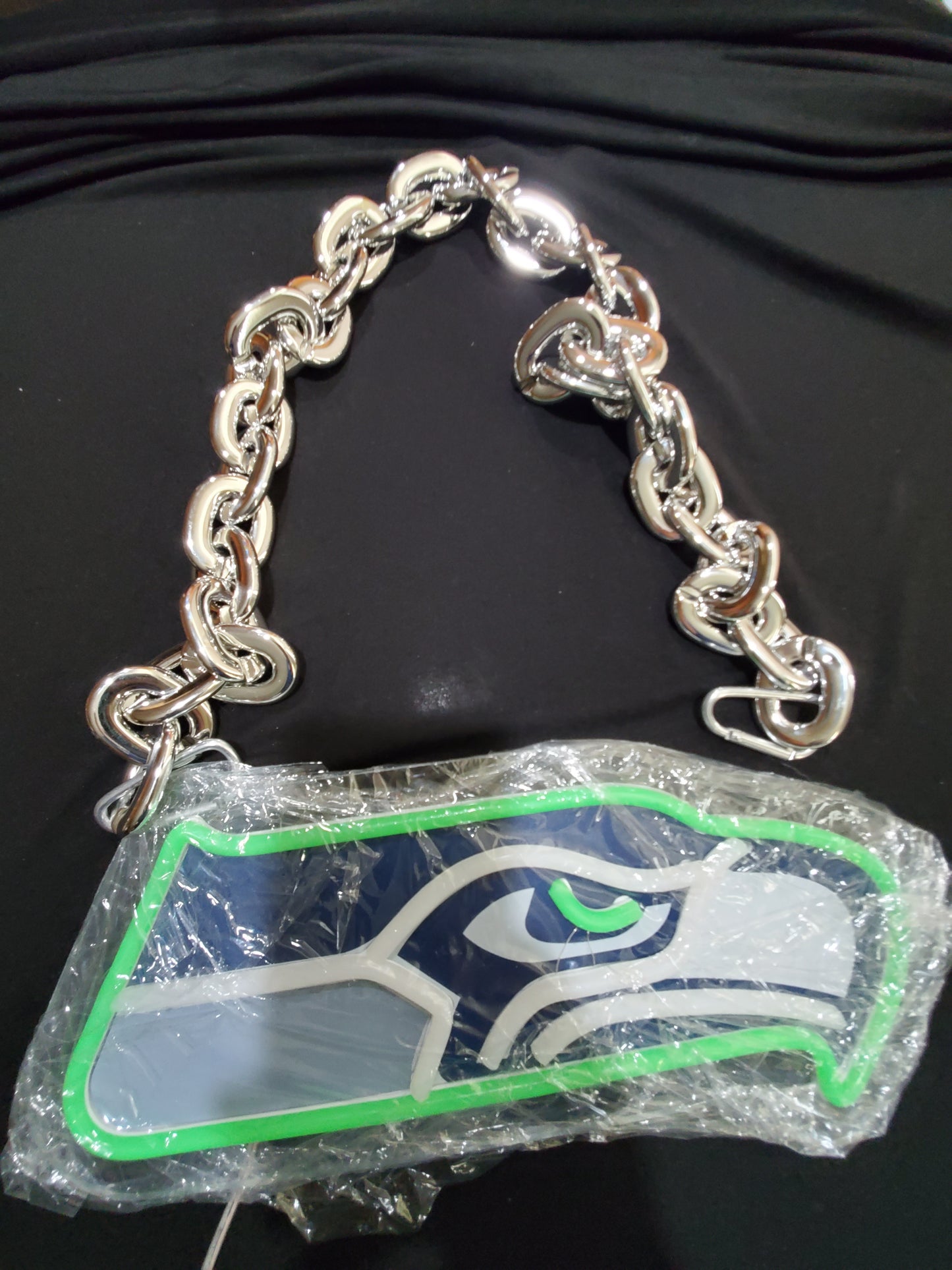 SEAHAWKS GREEN led chain sign 12v dual power with remote and dimmer