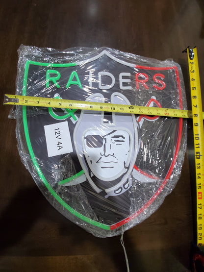 LAS VEGAS RAIDERS MEXICO COLORS SHIELD WALL ALL LED SIGN