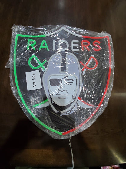 LAS VEGAS RAIDERS MEXICO COLORS SHIELD WALL ALL LED SIGN