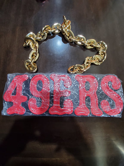 49ers led chain sign Red neon with Red uv 12v dual power with remote and dimmer