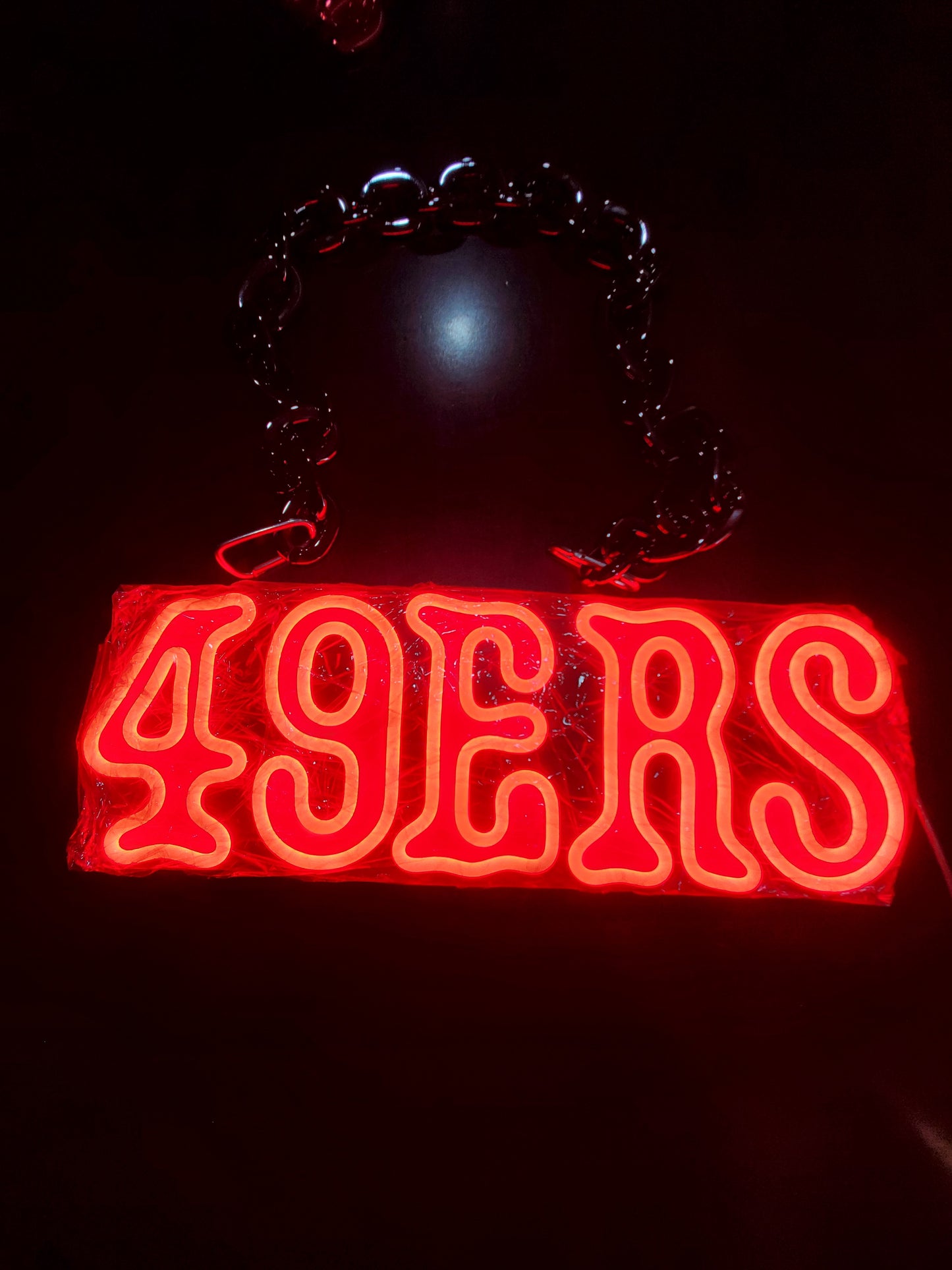 49ers led chain sign Red neon with Red uv 12v dual power with remote and dimmer