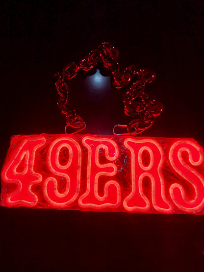 49ers led chain sign Red neon with Red uv 12v dual power with remote and dimmer