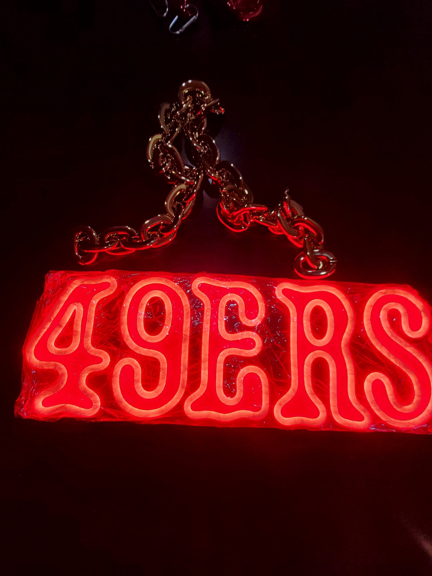 49ers led chain sign Red neon with Red uv 12v dual power with remote and dimmer