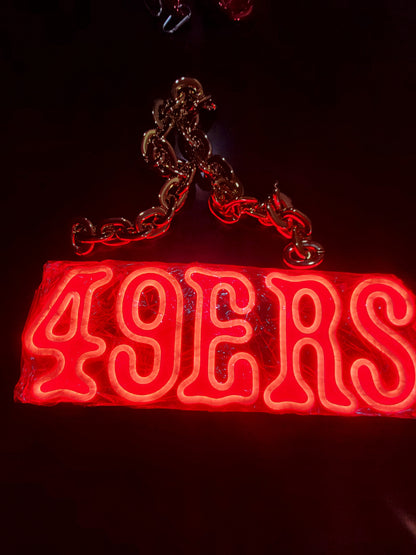 49ers led chain sign Red neon with Red uv 12v dual power with remote and dimmer