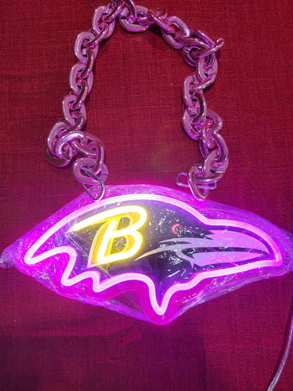 RAVENS purple neon led chain sign 12v dual power with remote and dimmer.