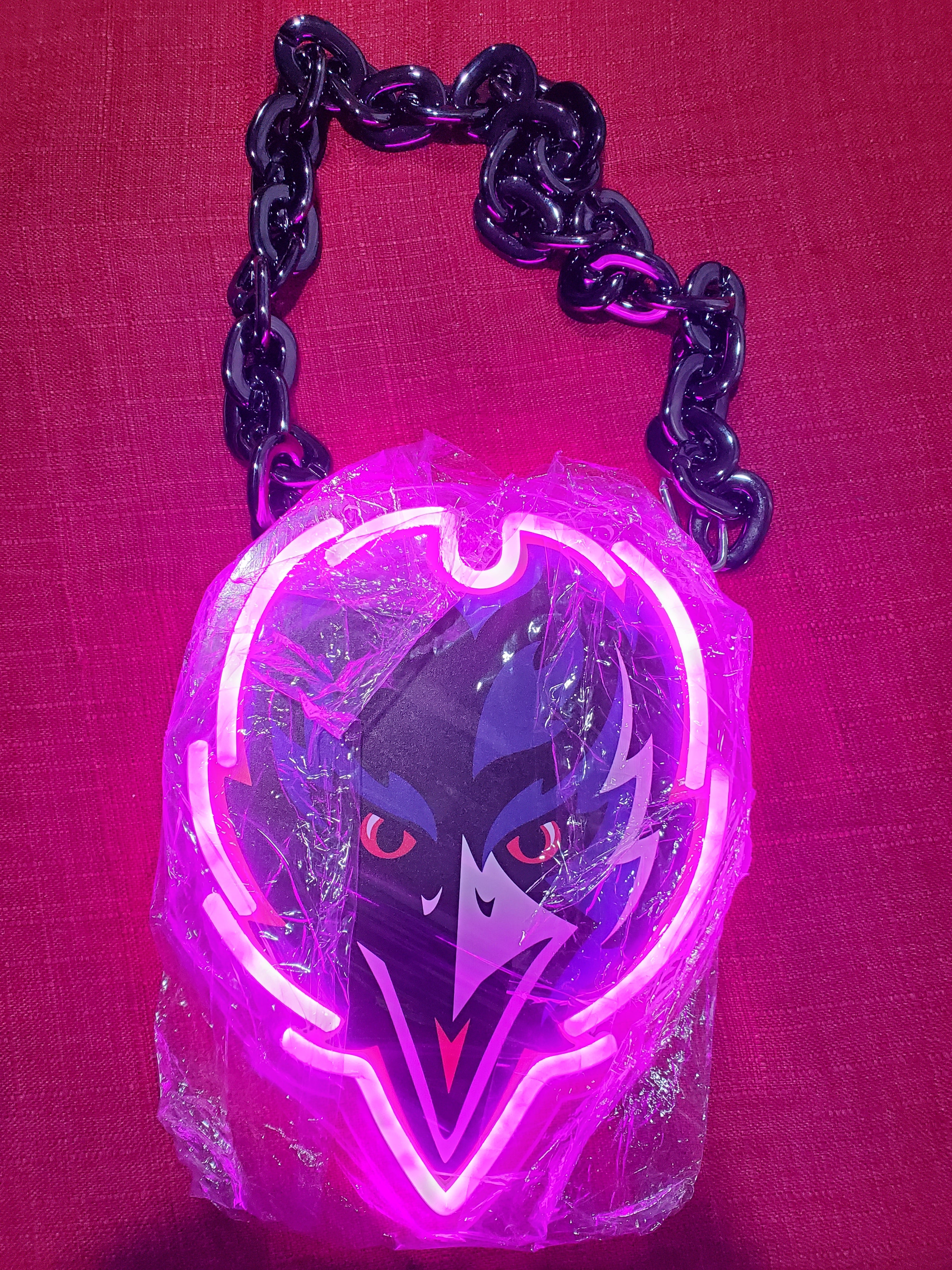 RAVENS Head Purple Neon Led Chain Sign 12v Dual Power With Remote And RAVENS Head Purple Neon Led Chain Sign 12v Dual Power With Remote And