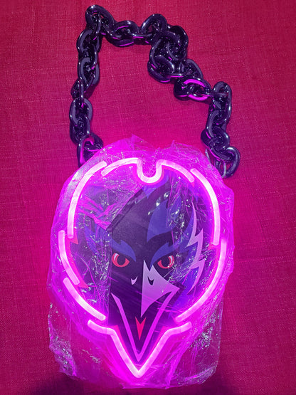 RAVENS head purple neon led chain sign 12v dual power with remote and dimmer.