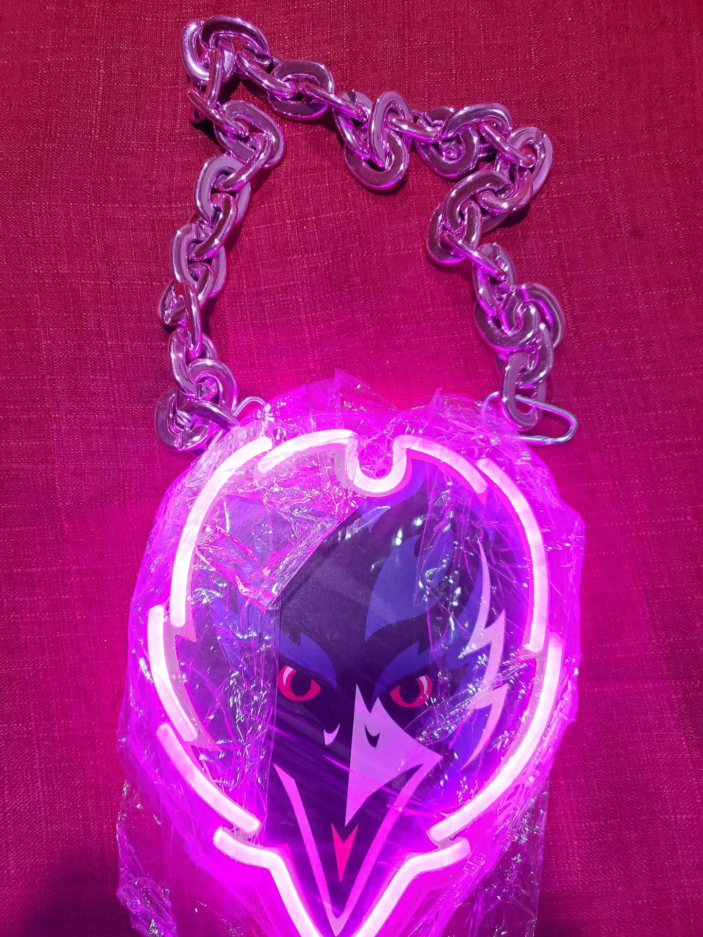 RAVENS head purple neon led chain sign 12v dual power with remote and dimmer.