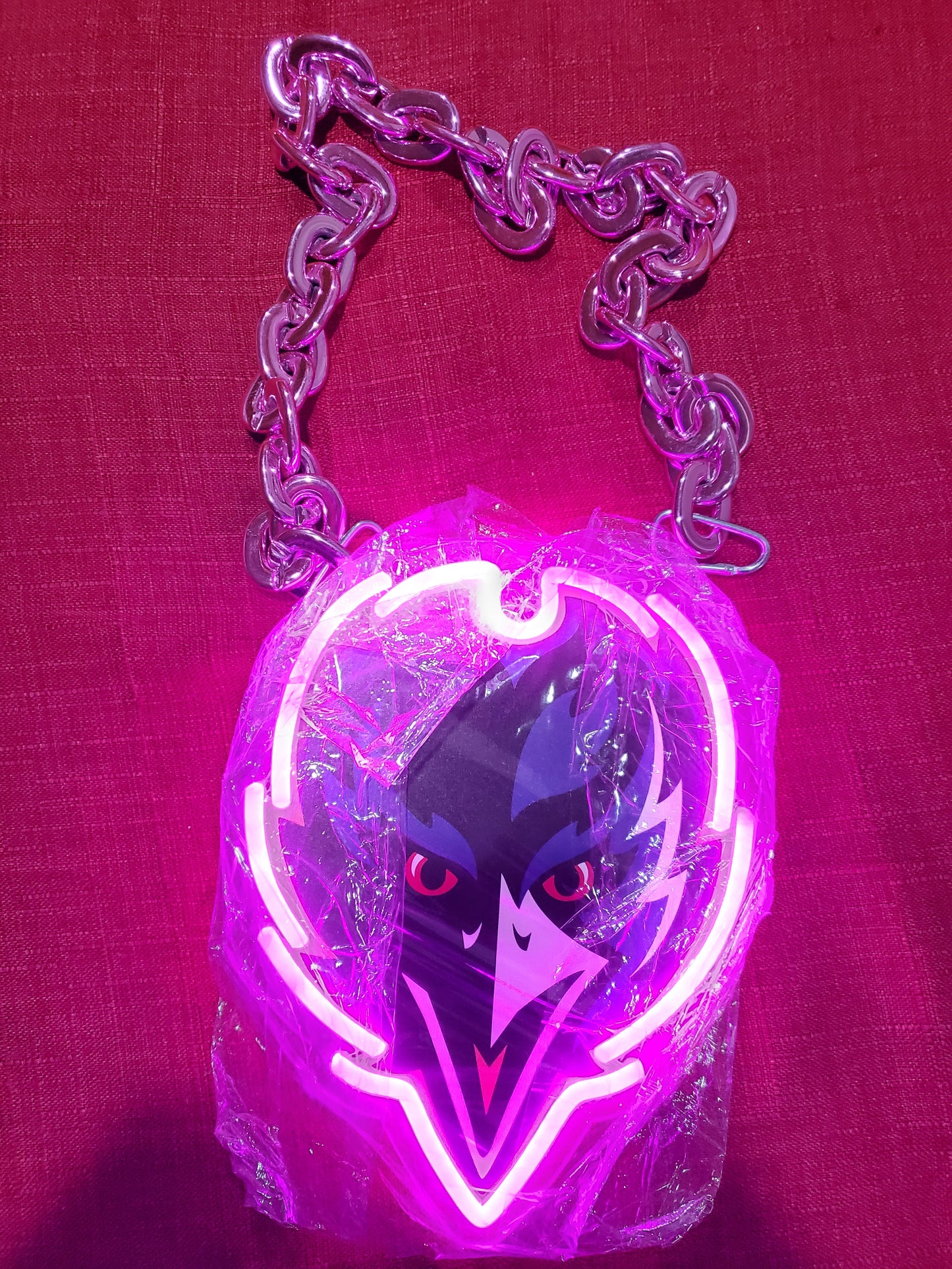 RAVENS head purple neon led chain sign 12v dual power with remote and dimmer.