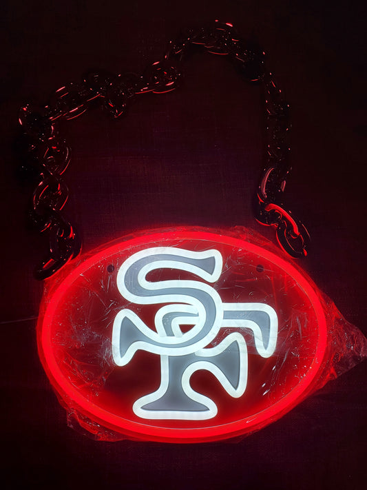 49ers SF Red uv led chain sign 12v dual power with remote and dimmer