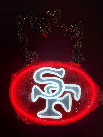 49ers SF Red uv led chain sign 12v dual power with remote and dimmer