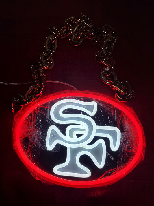 49ers SF Black uv led chain sign 12v dual power with remote and dimmer