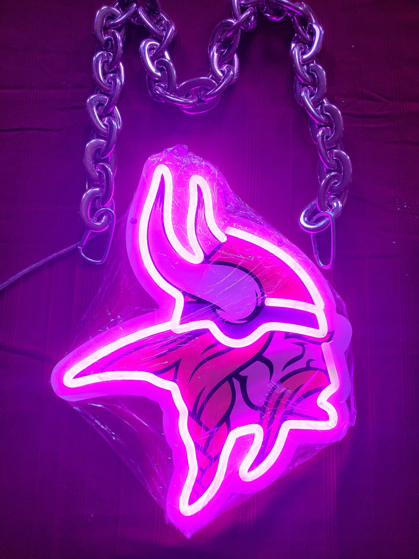 VIKINGS purple chain sign 12v dual power with remote and dimmer