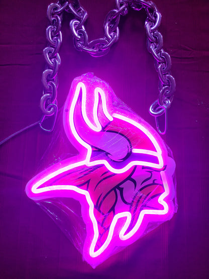 VIKINGS purple chain sign 12v dual power with remote and dimmer