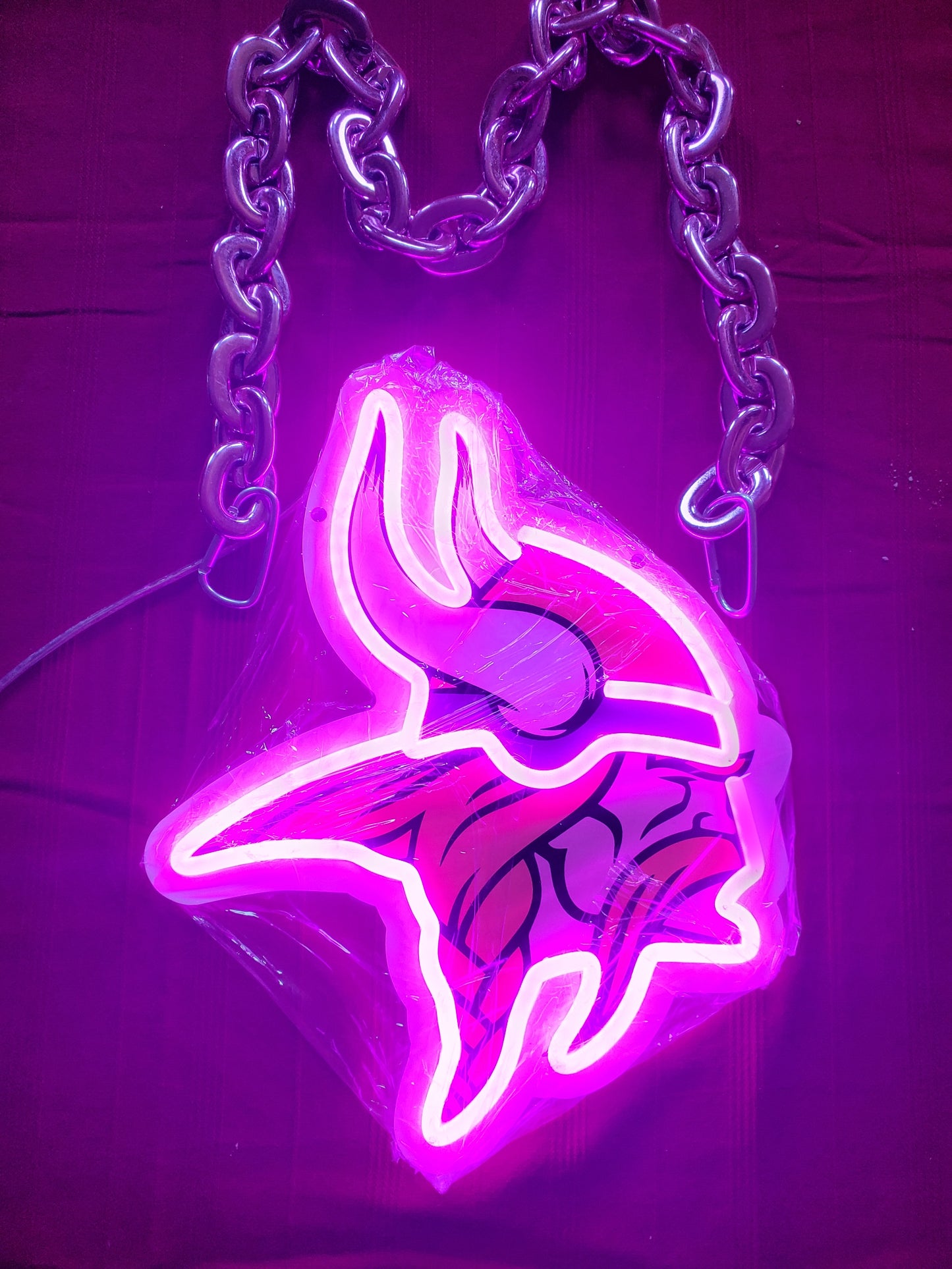 VIKINGS purple chain sign 12v dual power with remote and dimmer