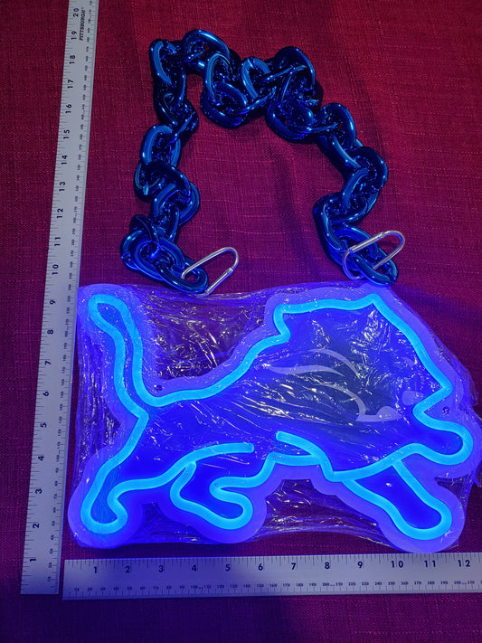 LIONS FAN NEON BLUE CHAIN 12V DUAL POWER WITH REMOTE DIMMER