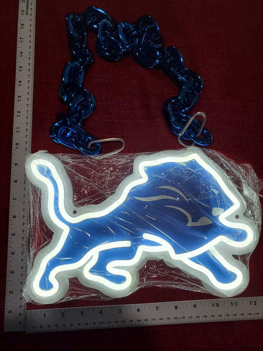 LIONS FAN NEON WHITE CHAIN 12V DUAL POWER WITH REMOTE DIMMER