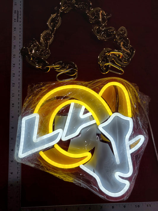 RAMS HEAD With LA led chain sign 12v dual power with remote and dimmer