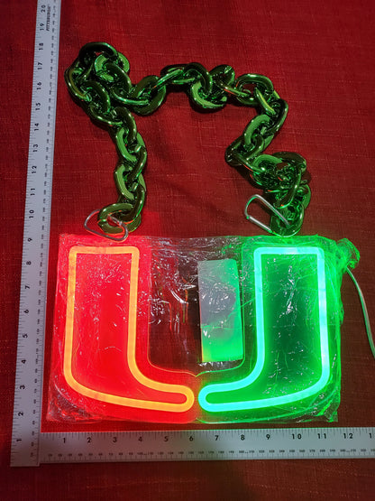 MIAMI HURRICANES led fan Necklace fan chain 12v dual power with dimmer control remote