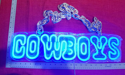 Cowboys sign Chain necklace Blue uv and neon blue LED Chain with remote and multi functions dimmer