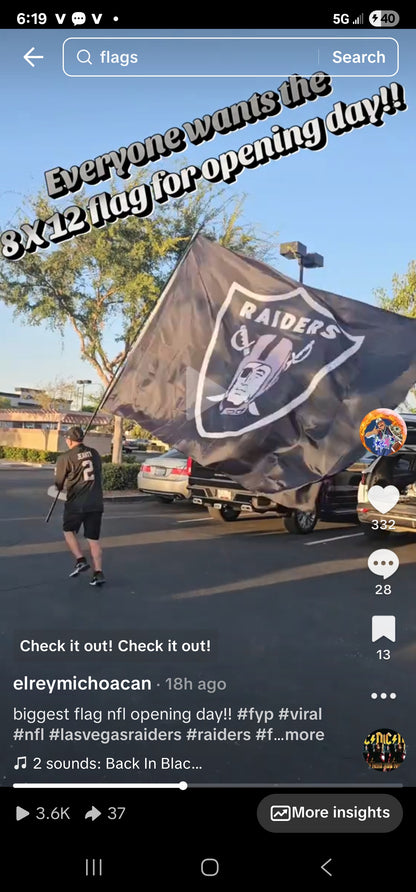 Raiders shield flag 8 X 12 black