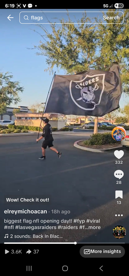 Raiders shield flag 8 X 12 black