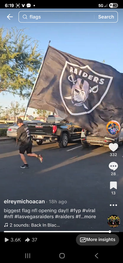 Raiders shield flag 8 X 12 black