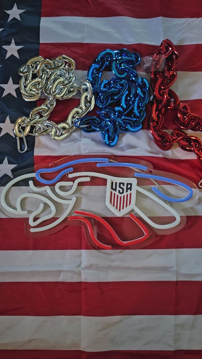 United States National Team led soccer eagle necklace chain